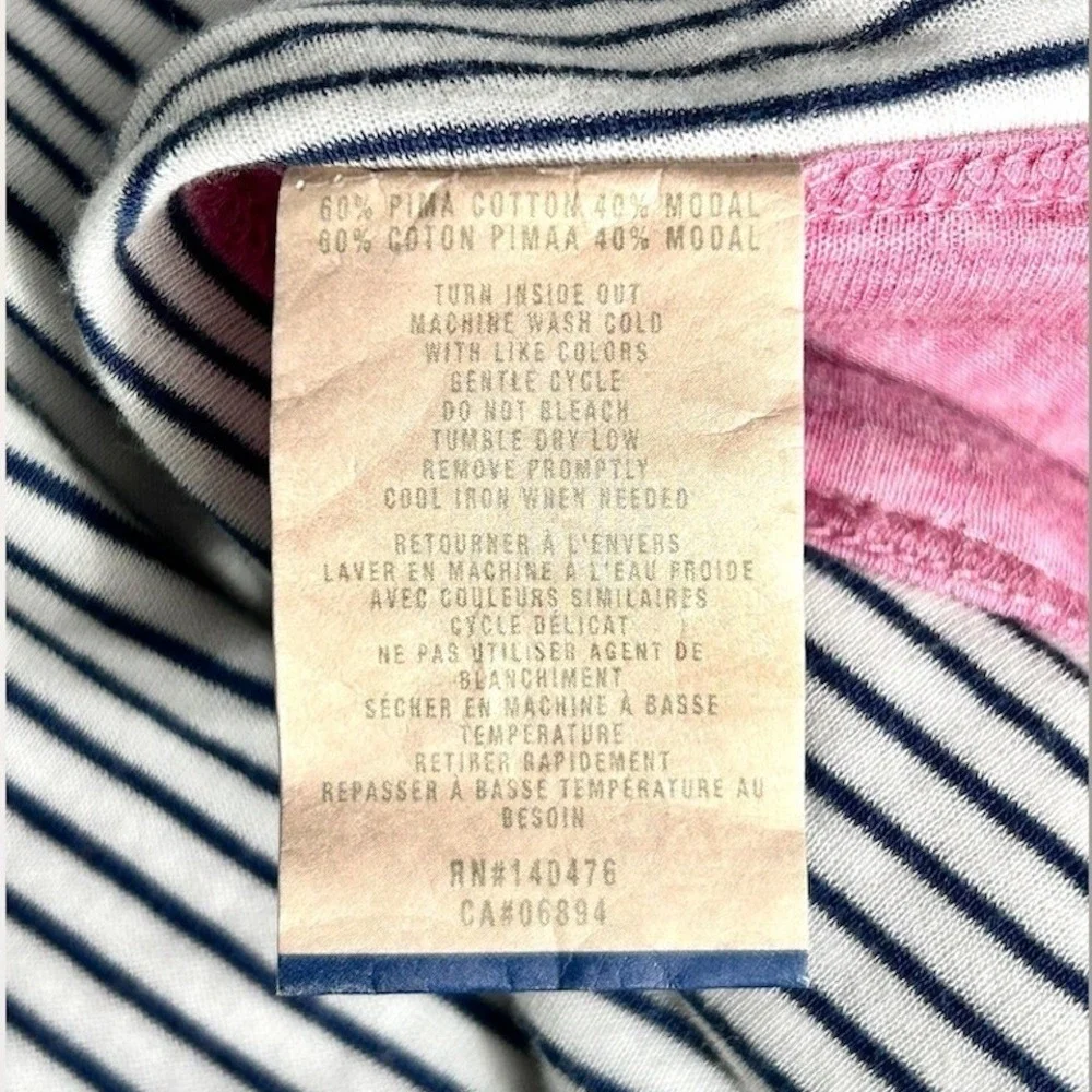 Faherty XL‎ Reversible Long Sleeve Tee Pink Blue Stripe Pima Cotton Soft Coastal